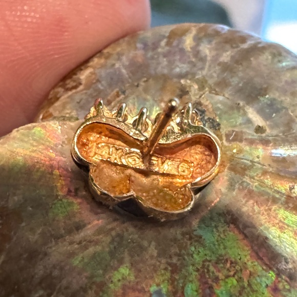 Vintage 14K EV Yellow Gold Studs 10 Natural Stones - Picture 6 of 10